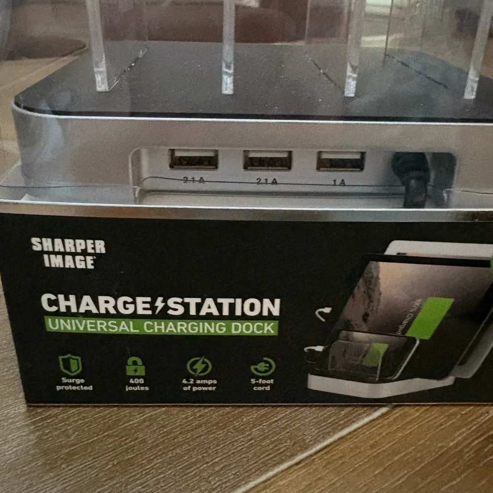 Sharper Image Silver and Black Universal Charging Dock